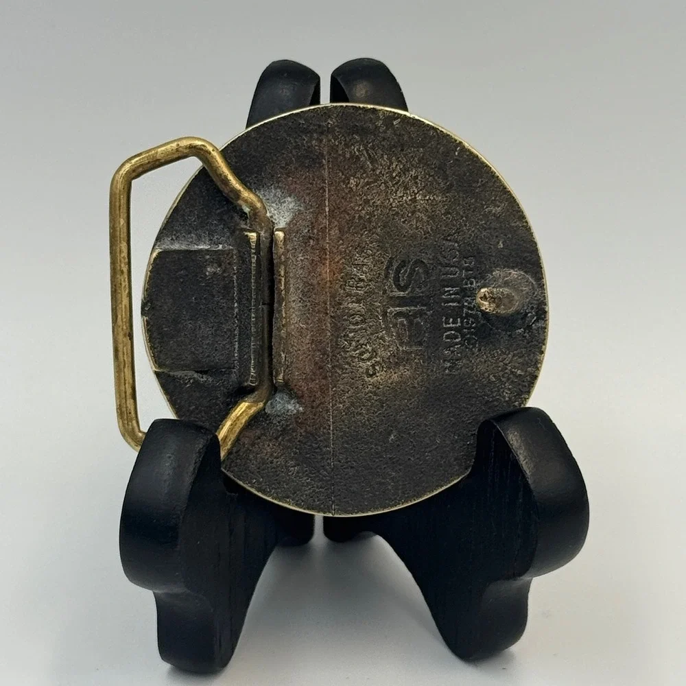 Vintage Odessa Babbitt Bearing Co Solid Brass Belt Buckle‎ Industrial Texas Oil